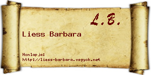 Liess Barbara névjegykártya